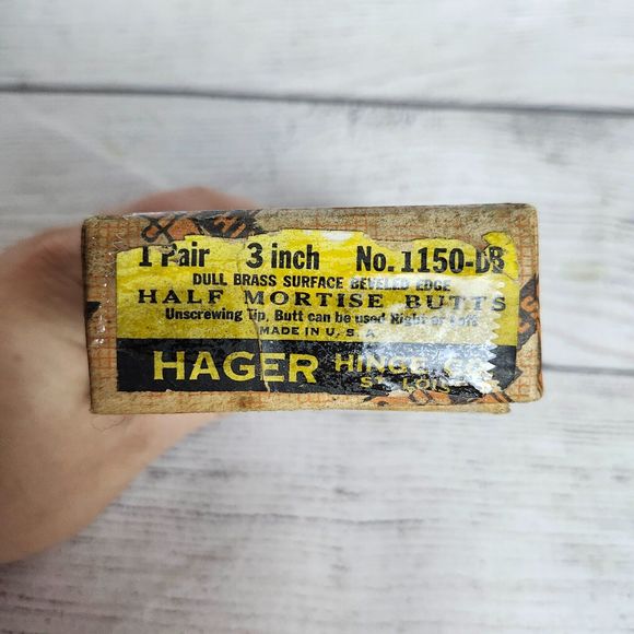 Vtg Hager Hinge Co St Louis No 1150-DB Hinges and Screws Dull Brass 3 in -NOS - Picture 3 of 9